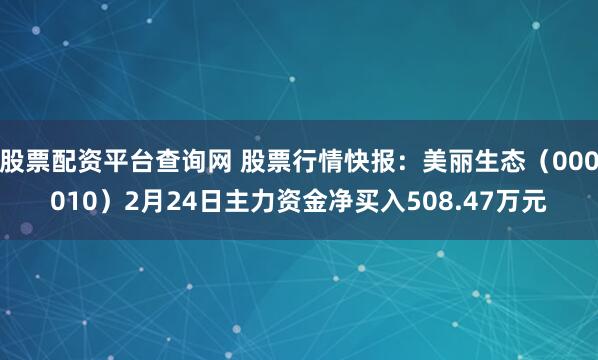 股票配资平台查询网 股票行情快报：美丽生态（000010）2月24日主力资金净买入508.47万元